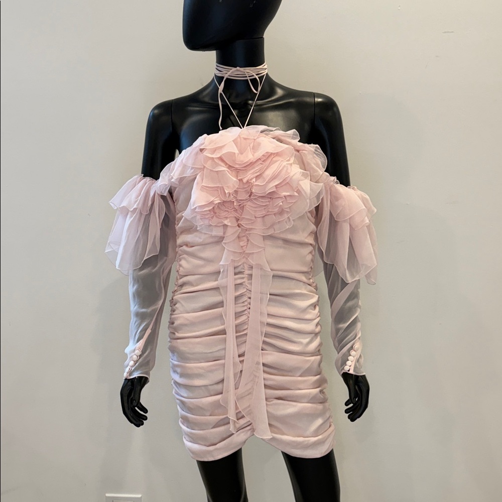 Magda Butrym Silk Corset Mini Dress Blush Pink | Built-In Corset | NEW 36/S